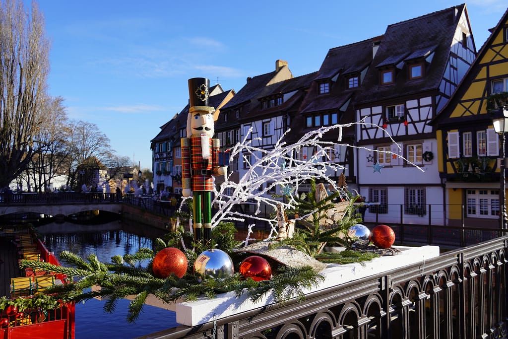 Christmas decorations in the French town of Colmar